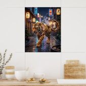 Ramen Tiger Neon-Allee Poster (Küche)