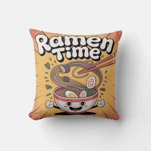 Ramen Time - Niedlicher Cartoon Ramen Bowl Kissen (Vorderseite)