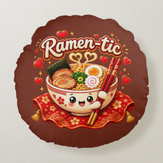 Ramen-tisch – Süße Kawaii-Ramen-Schale Rundes Kissen