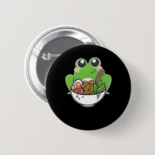 Ramen und niedlicher Frosch japanische Nudeln süch Button (Vorne & Hinten)