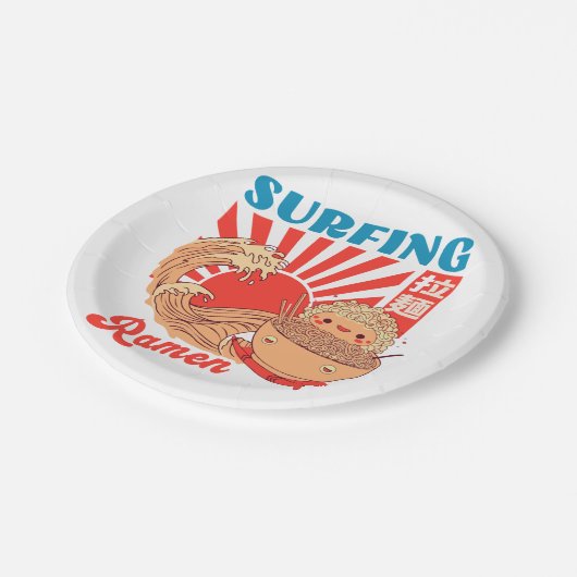 Ramen und Welle Pappteller (Schrägansicht)