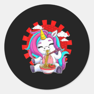 Ramen Unicorn Kawaii Anime Japanese Food Gift Girl Runder Aufkleber