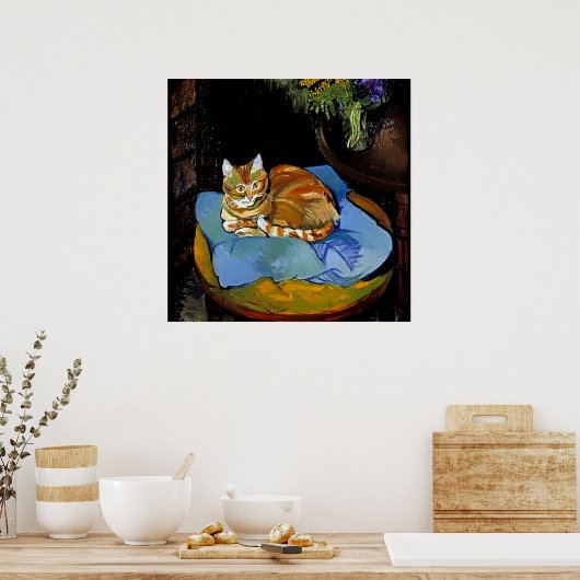 "Raminou on a Blue Blanket" von Suzanne Valadon Poster (Küche)