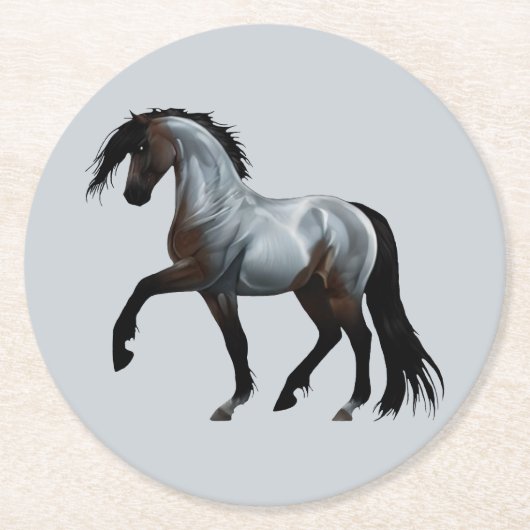 Ramirez - spanisches Pferd, laufend - Runder Pappuntersetzer (Vorderseite)