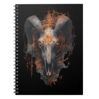 Rammschädel Okkult Steampunk Dark Art Notizbuch Notizblock