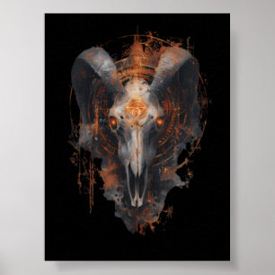 Rammschädel Okkult Steampunk Dark Art Poster