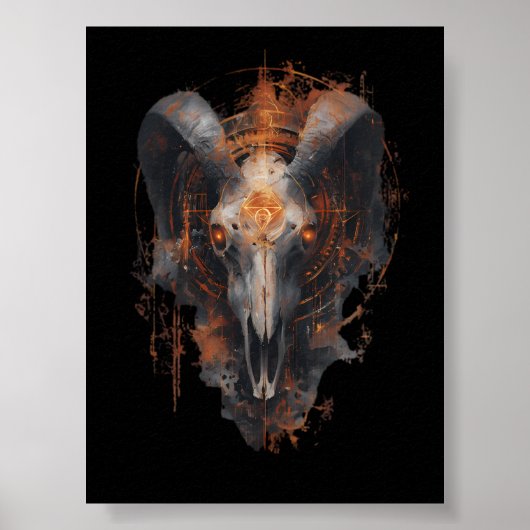 Rammschädel Okkult Steampunk Dark Art Poster (Vorne)