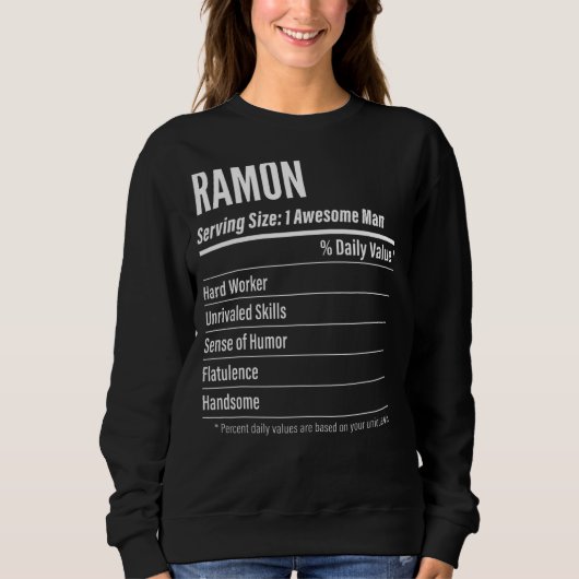 Ramon Serving Size Nutrition Label Calories Sweatshirt (Vorderseite)