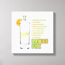Ramos Gin Fizz Cocktail Rezept Art 12 "x12" Leinwanddruck