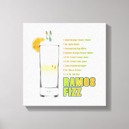 Ramos Gin Fizz Cocktail Rezept Art 12 "x12" Leinwanddruck (Vorderseite)