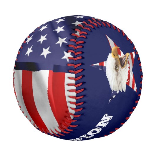 Rampant Bald Eagle, die amerikanische Flagge, Star Baseball (Schrägansicht)