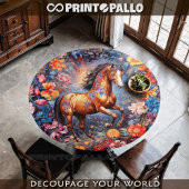 Rampant-brauner Colt bei Blume Seidenpapier