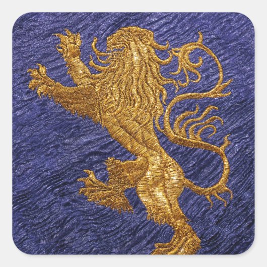 Rampant Lion - Gold auf blau Quadratischer Aufkleber (Vorderseite)