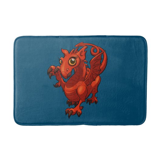 Rampant Little Welsh Baby Red Dragon Cartoon Badematte (Vorderseite)