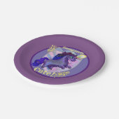 Rampant Niedlich Unicorn Pappteller (Schrägansicht)