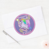Rampant Niedlich Unicorn Runder Aufkleber (Umschlag)