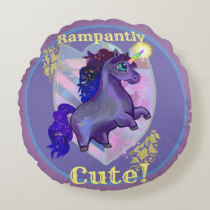 Rampant Niedlich Unicorn Rundes Kissen