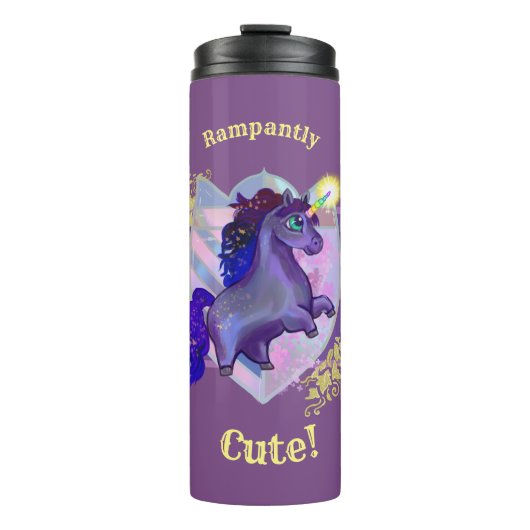 Rampant Niedlich Unicorn Thermosbecher (Vorderseite)