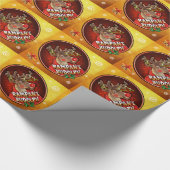 Rampant Rudolph glänzende Packpapiergolden Geschenkpapier (Ecke)