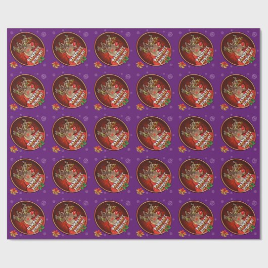 Rampant Rudolph glänzendes Verpackungspapier lila Geschenkpapier (Flach)