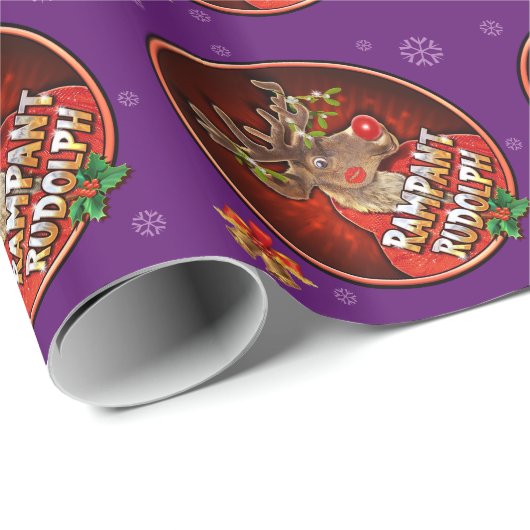 Rampant Rudolph glänzendes Verpackungspapier lila Geschenkpapier (Rolleneckpunkt)