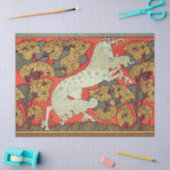 RAMPANTE WEISSE PFERDE, BÄUME IM Jugendstil Seidenpapier (Basteln)