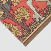 RAMPANTE WEISSE PFERDE, BÄUME IM Jugendstil Seidenpapier (Detail)