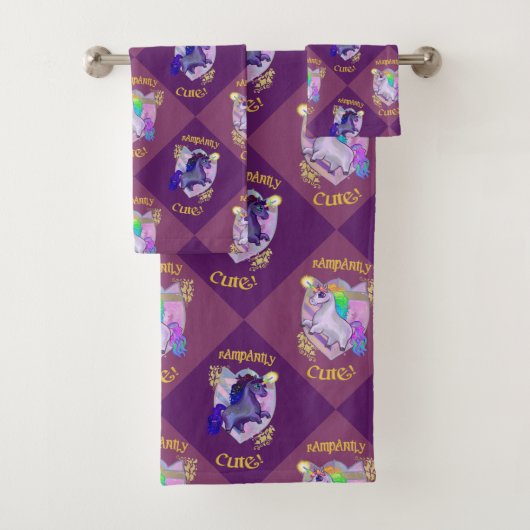 Rampig Niedliche Einhorn-Renaissance Badhandtuch Set (Insitu)