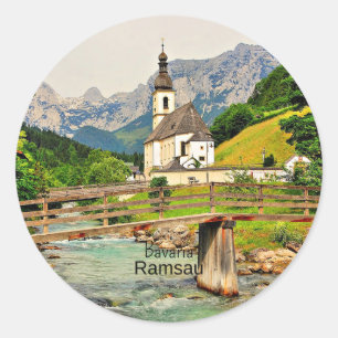 Ramsau. Bayerische Landschaft Runder Aufkleber