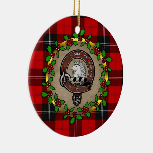 Ramsay Clan Abzeichen & Tartan Personalisierte Wei Keramik Ornament (Rechts)
