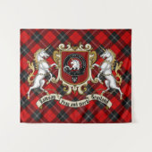 Ramsay Clan Abzeichen & Unicorns w/Tartan Wandteppich (Vorderseite (Horizontal))