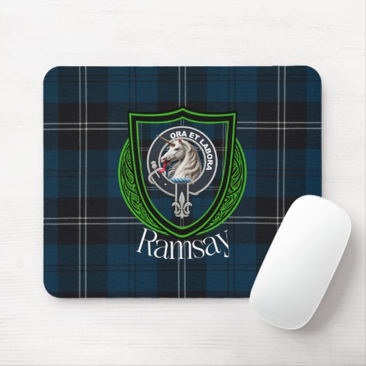 Ramsay Scottish Clan Tartan and Crest Mousepad (Mit Mouse)