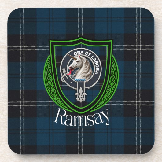 Ramsay Scottish Clan Tartan & Crest Getränkeuntersetzer (Vorderseite)