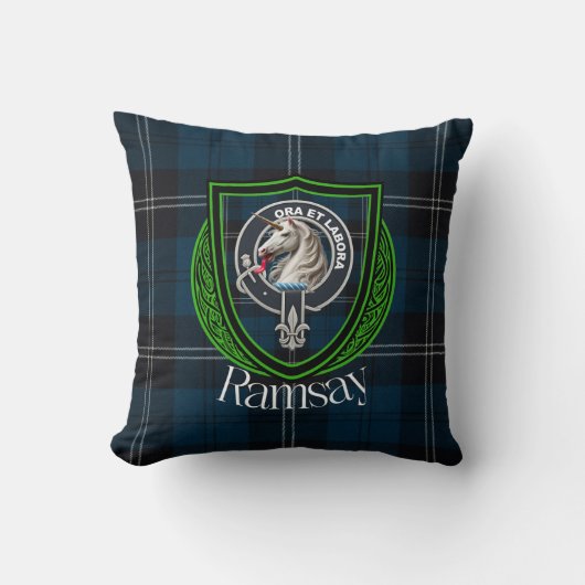 Ramsay Scottish Clan Tartan & Crest Kissen (Vorderseite)