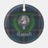 Ramsay Scottish Clan Tartan & Crest Ornament Aus Glas (Vorderseite)