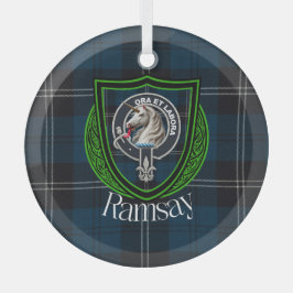 Ramsay Scottish Clan Tartan & Crest Ornament Aus Glas