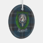 Ramsay Scottish Clan Tartan & Crest Ornament Aus Glas (Vorderseite Rechts)