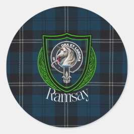 Ramsay Scottish Clan Tartan & Crest Runder Aufkleber