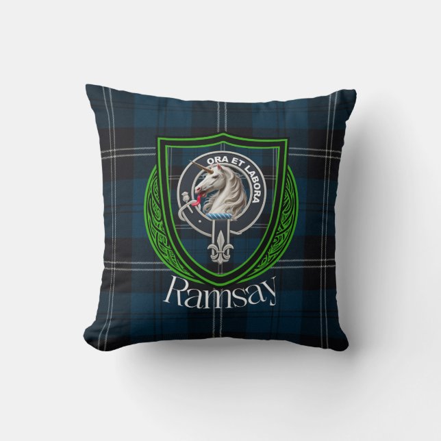 Ramsay Scottish Clan Tartan & Wappen Kissen (Vorderseite)