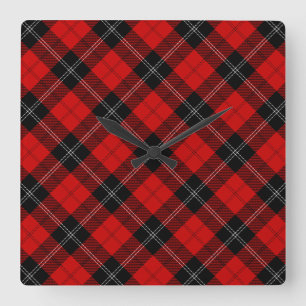 Ramsay tartan red black plaid quadratische wanduhr