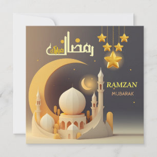 Ramzan Mubarak Typografie-Moschee & Goldener Halbm Karte