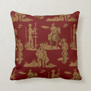 Ranch Cowboys Horse Calf Fence Throw Kissen