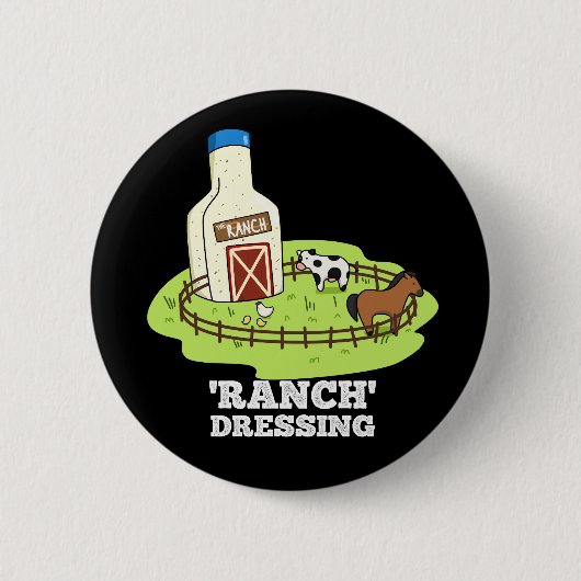 Ranch Dressing Funny Food Puff Dark BG Button (Vorderseite)