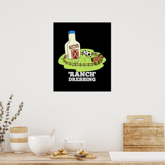 Ranch Dressing Funny Food Puff Dark BG Poster (Küche)