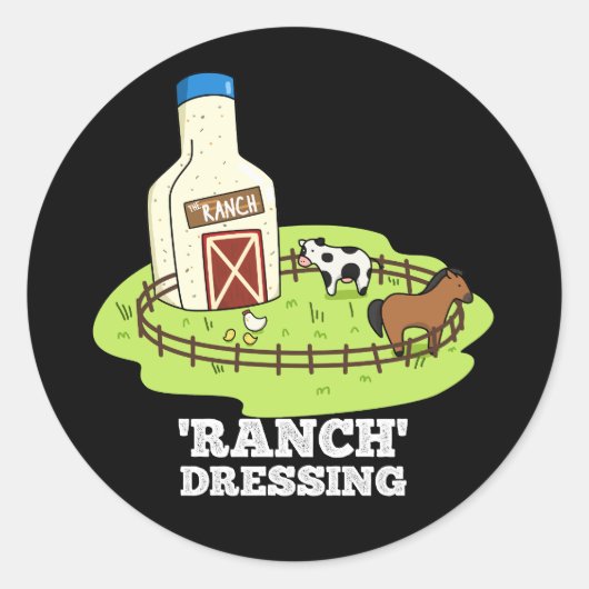 Ranch Dressing Funny Food Puff Dark BG Runder Aufkleber (Vorderseite)