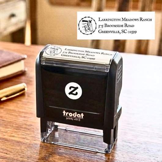 Ranch-Geschäft mit Stacheldraht-Logo Permastempel