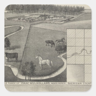 Ranch Isaacs Mulholland und Wohnsitz, Kansas Quadratischer Aufkleber