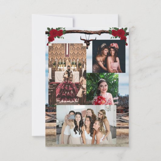 Ranch Masquerade Quinceañera 15. Geburtstag Dankeskarte (Rückseite)