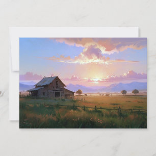 Ranch Sonnenuntergang Sonnenaufgang Malerei Verlas Feiertagskarte