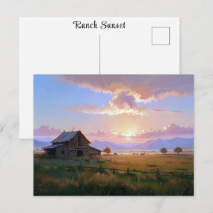 Ranch Sonnenuntergang Sonnenaufgang Malerei Verlas Postkarte
